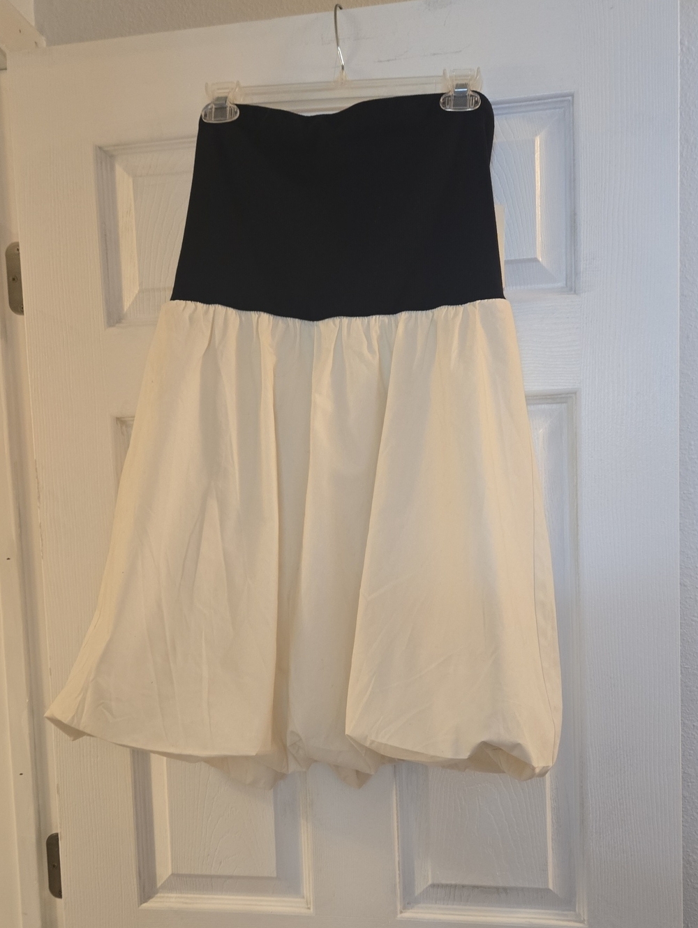 a new day Black and Cream Tube Top Strapless Dress With Bubble Skirt